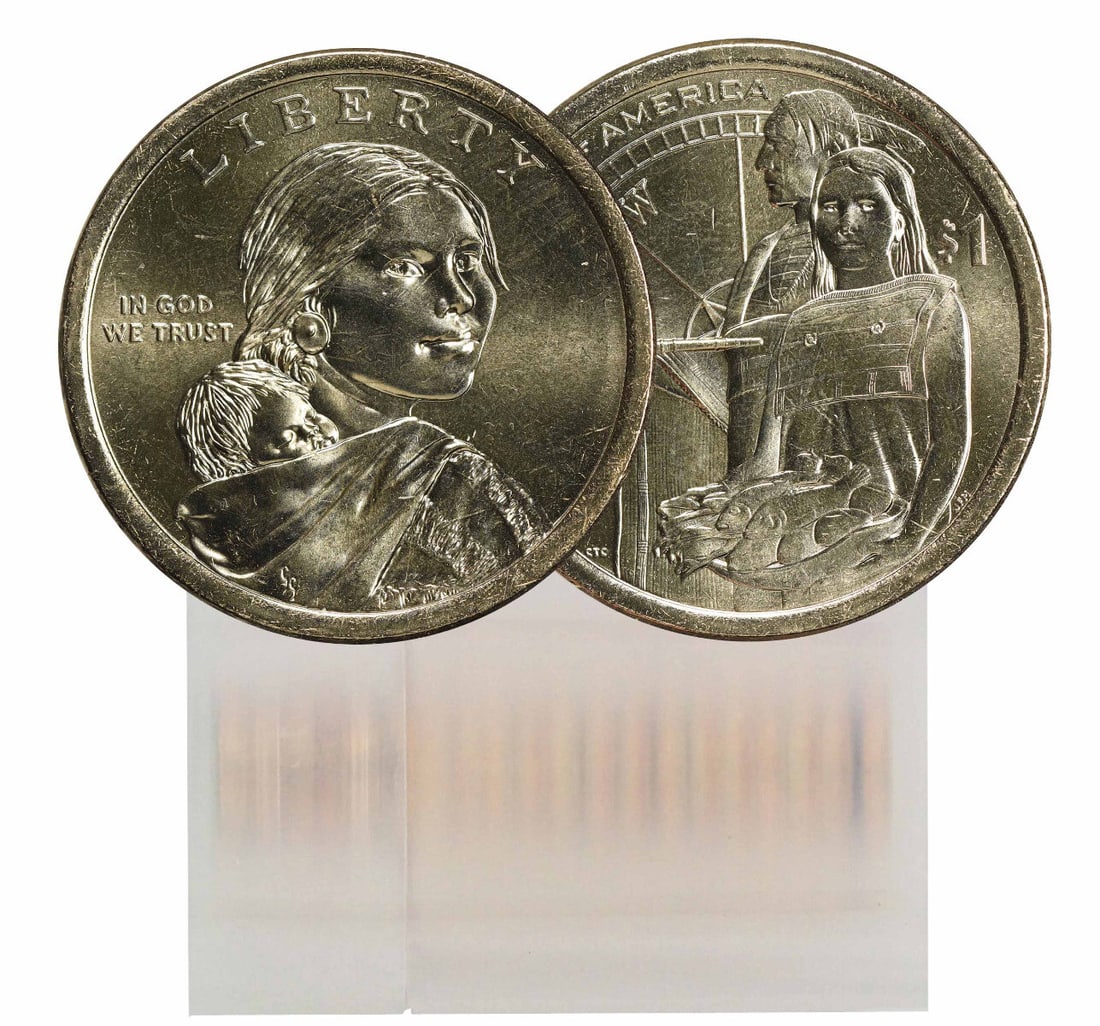 2014-D Uncirculated Sacagawea Dollar Roll of 25 Coins: 2014-D Uncirculated Sacagawea Dollar Roll of 25 Coins This 2014-D BU Sacagawea Dollar roll contains 25 uncirculated coins, showcasing the iconic Native American design. Minted in 2014 at the Denver mi