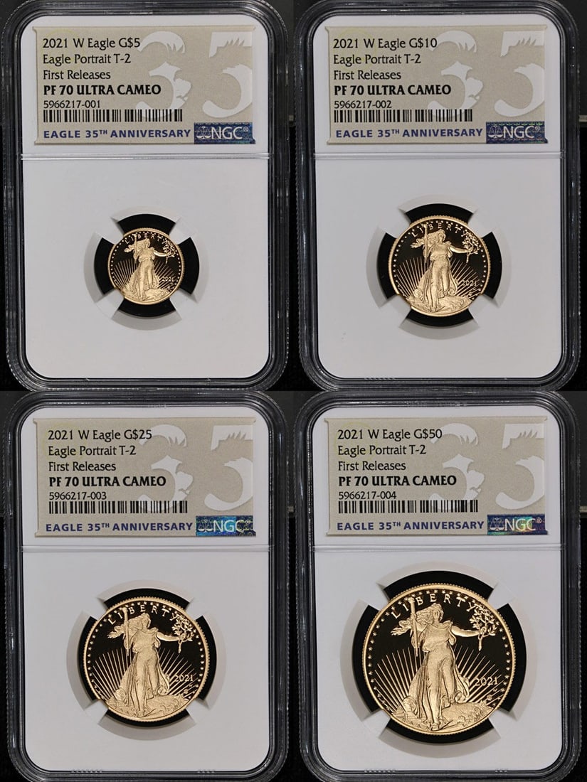 2021-W American Eagle Type 2 Gold Proof Four Coin Set NGC PF70 Ultra Cameo (1 of 2)