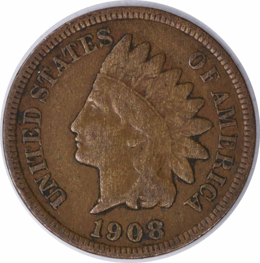 1908-S Indian Head Cent F Grade Copper Coin: 1908-S Indian Head Cent F Grade Copper Coin This 1908-S Indian Cent features a classic design from the early 20th century. It is classified under the denomination of Small Cent and has a composition o