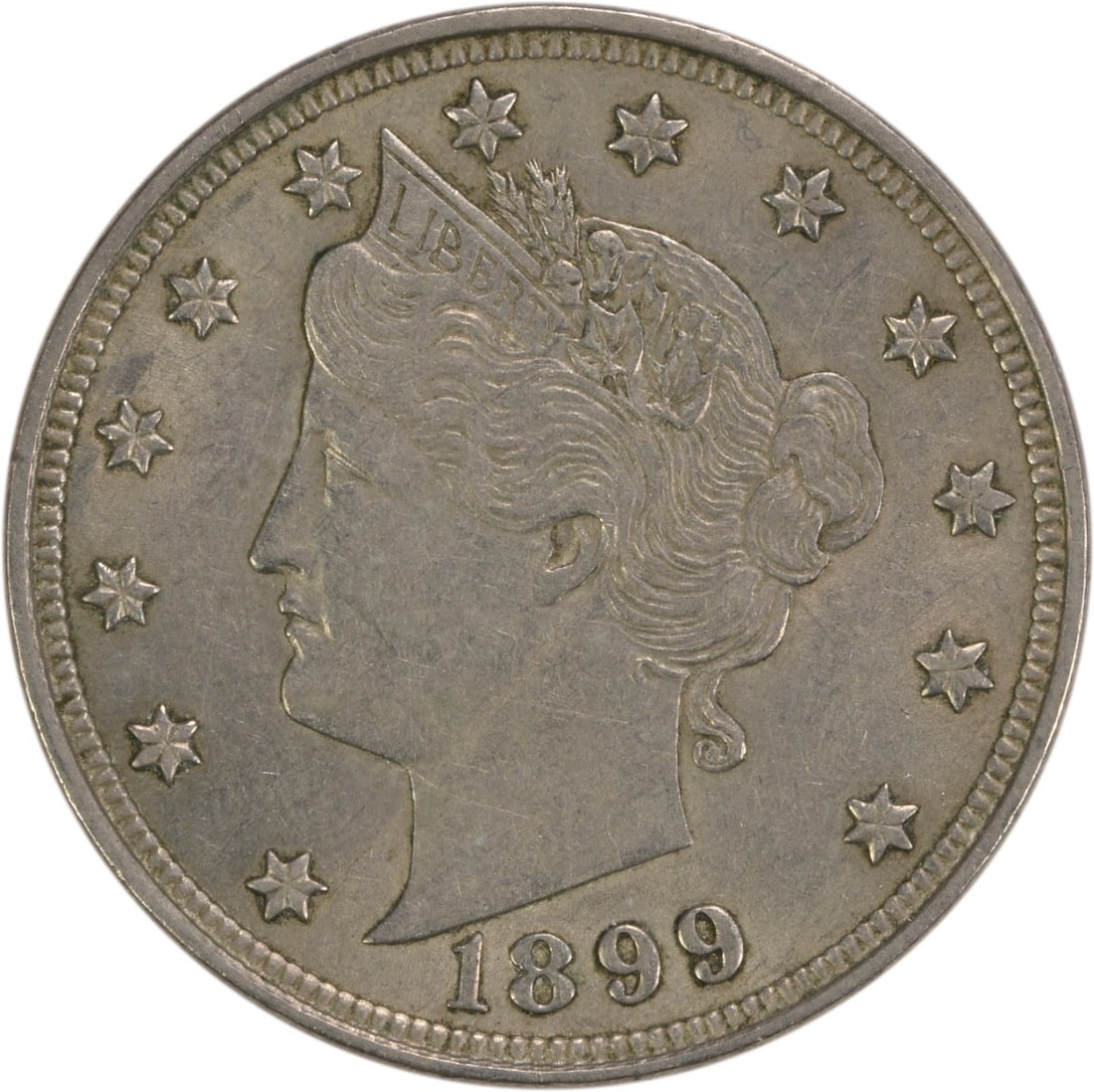 1899 Liberty Nickel AU Charles E Barber Design Uncertified: 1899 Liberty Nickel AU Charles E Barber Design Uncertified This 1899 Liberty Nickel is a remarkable collectible in AU (Almost Uncirculated) condition, showcasing the intricate design by Charles E. Bar