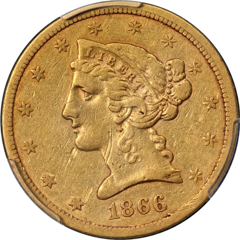PCGS VF Details 1866-S $5 Liberty Gold Coin San Francisco Mint Key Date (1 of 4)