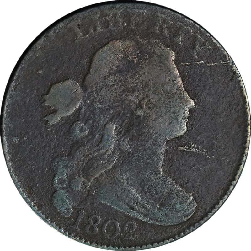1802 Copper Large Cent S.230 R.1 G/VG Details United States (1 of 2)