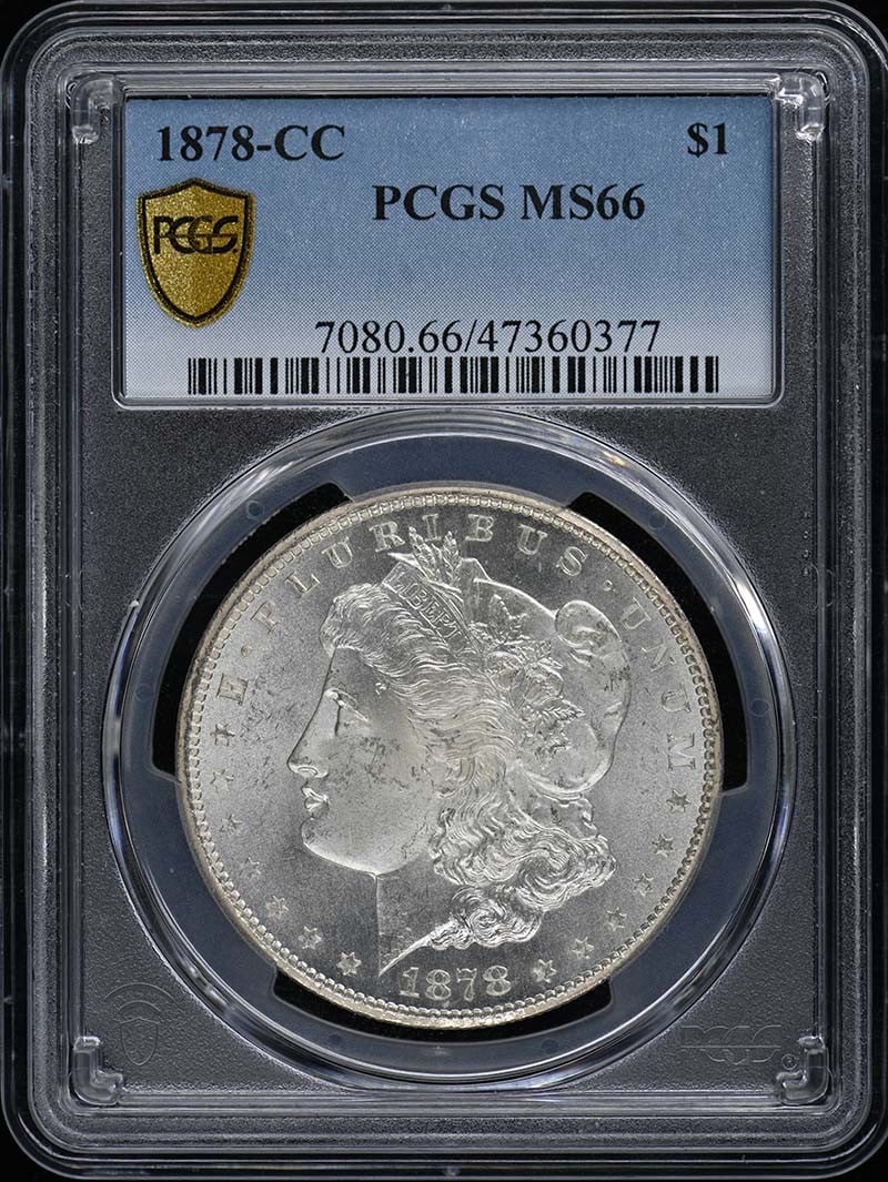 1878-CC Morgan Dollar PCGS MS66 Uncirculated Coin: 1878-CC Morgan Dollar PCGS MS66 Uncirculated Coin This 1878-CC Morgan Dollar is a stunning example of numismatic craftsmanship, graded MS66 by PCGS, ensuring its exceptional quality. Struck in Carson 