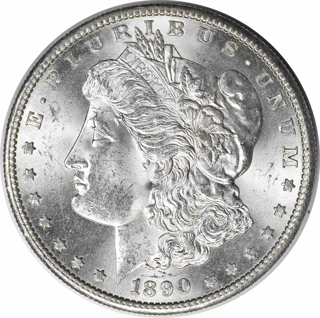 Choice BU 1890-S Morgan Dollar Silver Uncirculated Uncertified Coin: Choice BU 1890-S Morgan Dollar Silver Uncirculated Uncertified Coin This is an uncirculated 1890-S Morgan Silver Dollar from the United States. It features a Choice Brilliant Uncirculated (BU) grade a