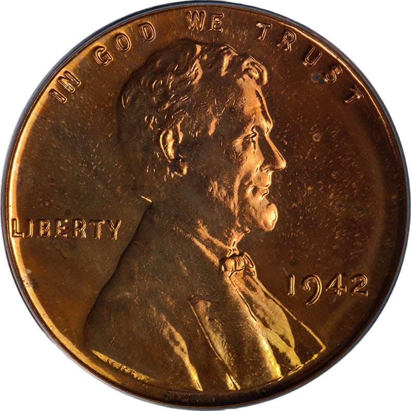 1942 Proof Lincoln Cent PCGS PR64 RD Copper Coin with Strong Strike: 1942 Proof Lincoln Cent PCGS PR64 RD Copper Coin with Strong Strike This original 1942 Lincoln Cent is a proof coin graded PCGS PR64 RD. It features nice eye appeal, strong strike, fantastic luster, a