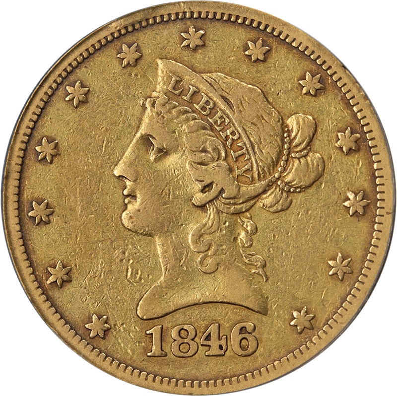 ANACS EF40 Details 1846-O Liberty $10 Gold Coin United States: ANACS EF40 Details 1846-O Liberty $10 Gold Coin United States This 1846-O Liberty Gold $10 coin features the Liberty design and was minted in New Orleans. Certified by ANACS with an EF40 Details grade