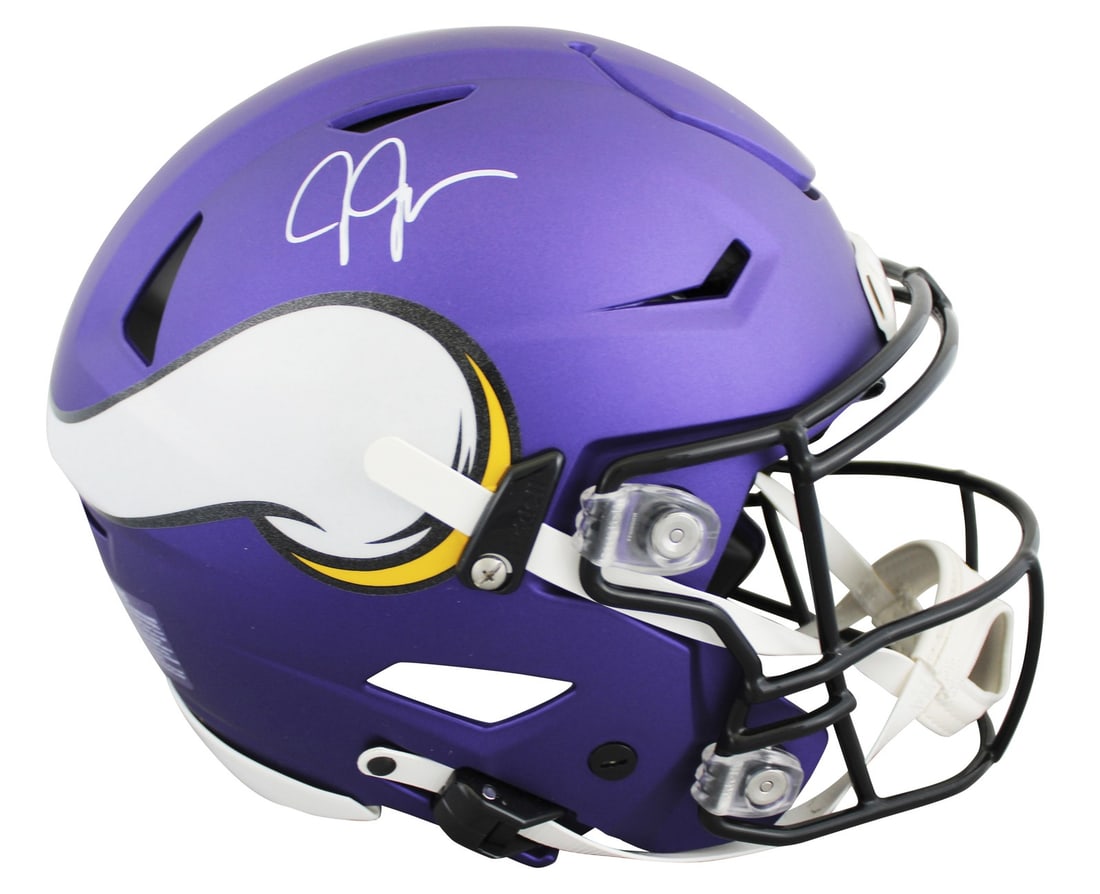 Justin Jefferson Signed Minnesota Vikings Riddell Speed Flex Helmet BAS Authenticated: Justin Jefferson Signed Minnesota Vikings Riddell Speed Flex Helmet BAS Authenticated This Authentic Riddell Speed Flex Full Size Helmet has been personally signed by Justin Jefferson of the Minnesota