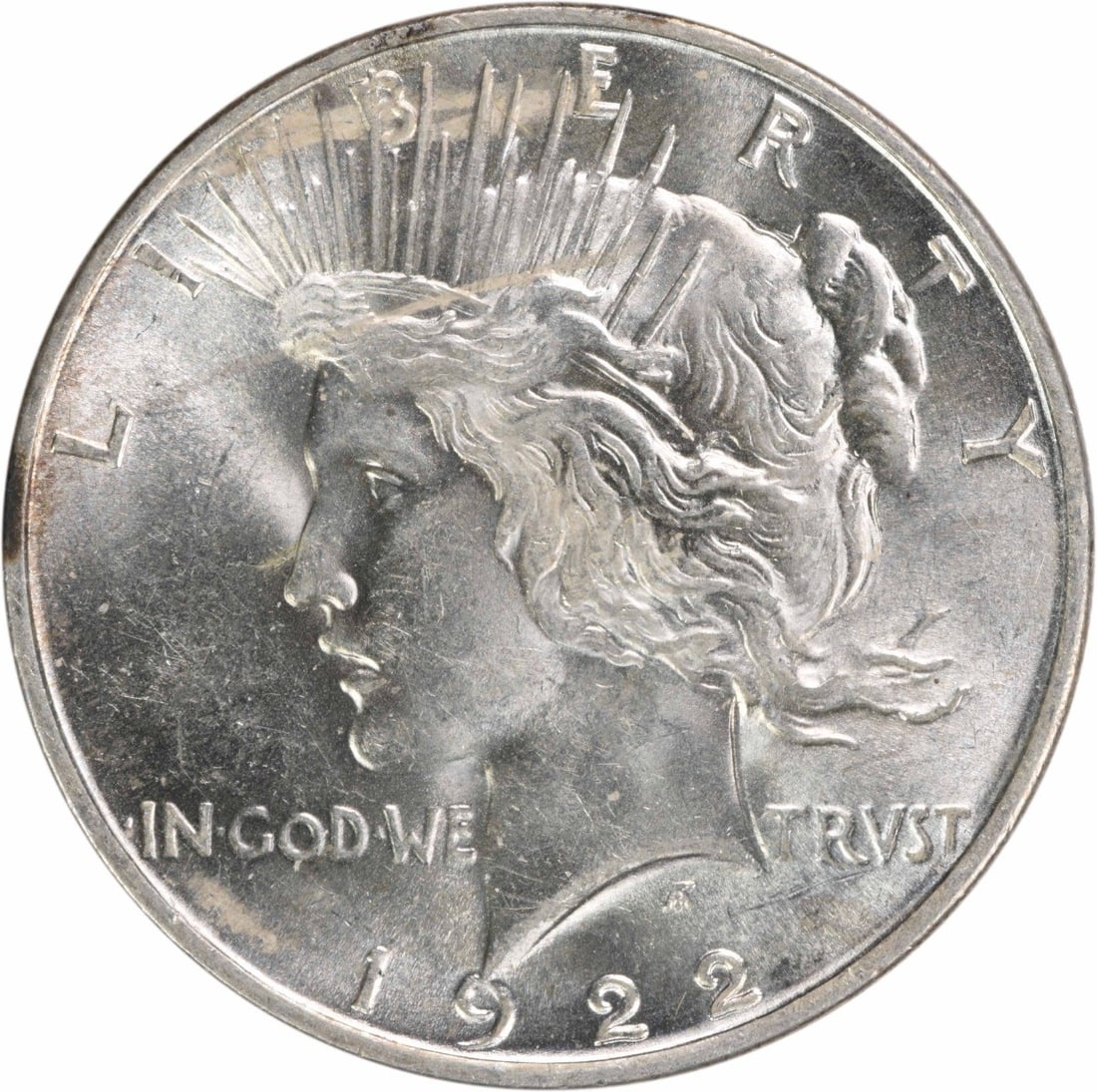 1922 Peace Silver Dollar Choice BU Uncertified Coin: 1922 Peace Silver Dollar Choice BU Uncertified Coin This 1922 Peace Silver Dollar is in Choice BU condition, showcasing its uncirculated status. Crafted from silver, this coin features no mint mark an