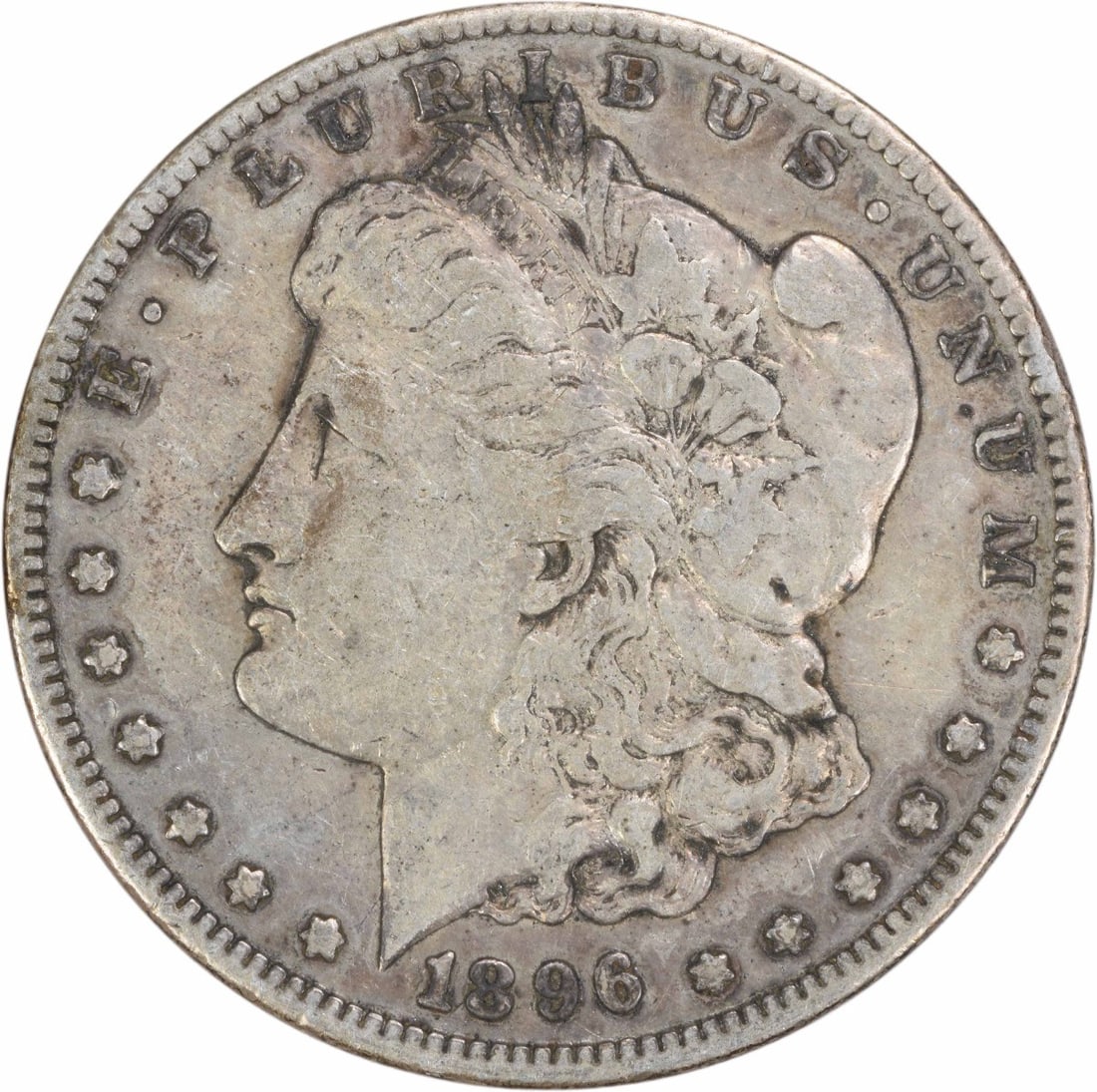 VF Grade 1896 O Morgan Dollar 90 Percent Silver Coin Uncertified: VF Grade 1896 O Morgan Dollar 90 Percent Silver Coin Uncertified This is an 1896-O Morgan Silver Dollar from the United States, featuring a composition of 90% silver and 10% copper. Struck at the New 