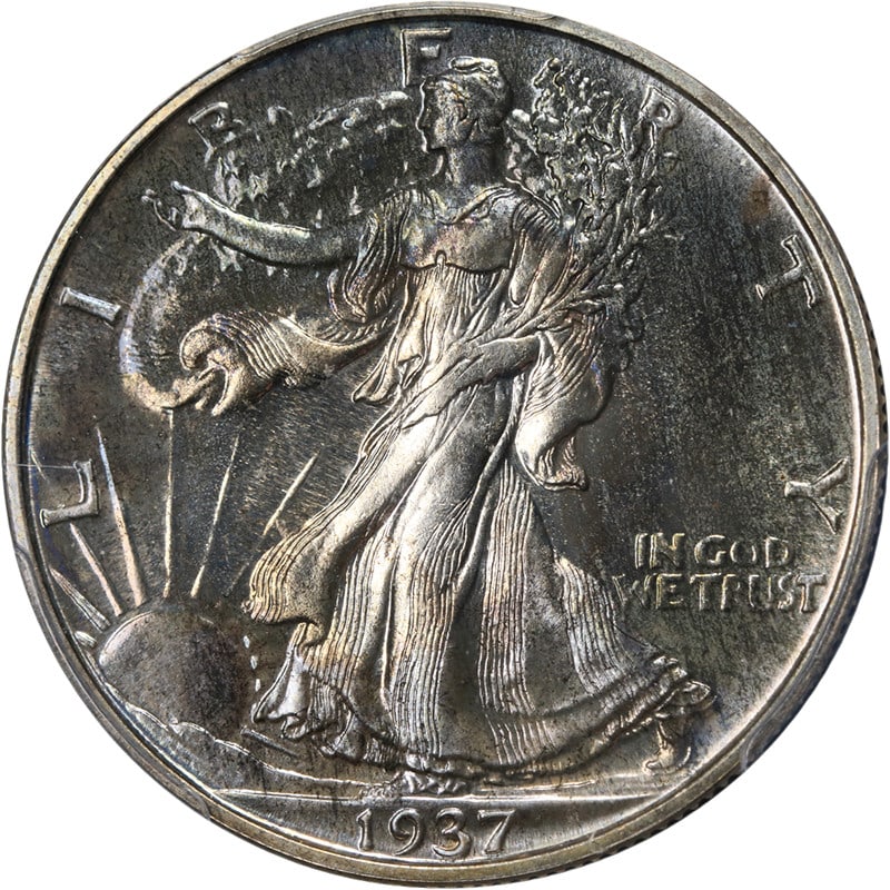 1937 Silver Walking Liberty Half Dollar Proof PCGS PR67 Strong Luster: 1937 Silver Walking Liberty Half Dollar Proof PCGS PR67 Strong Luster This original 1937 Walking Liberty Half Dollar is a proof coin graded PCGS PR67. It features fantastic luster, a strong strike, an