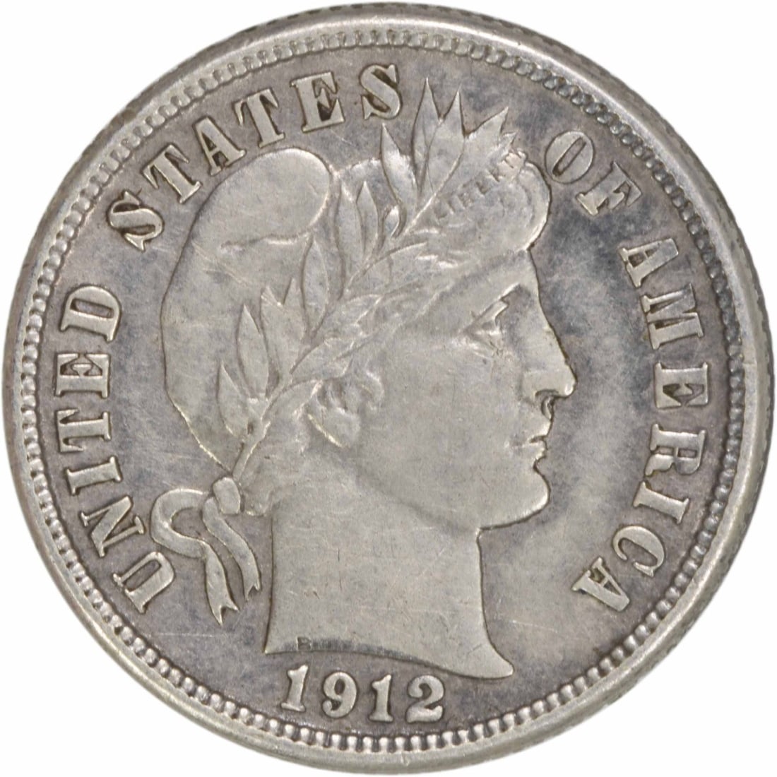 1912-D Barber Silver Dime 10C AU Uncertified 90% Silver: 1912-D Barber Silver Dime 10C AU Uncertified 90% Silver This 1912-D Barber Silver Dime is a remarkable piece of numismatic history. Struck in Denver, this coin features the exquisite design by Charles