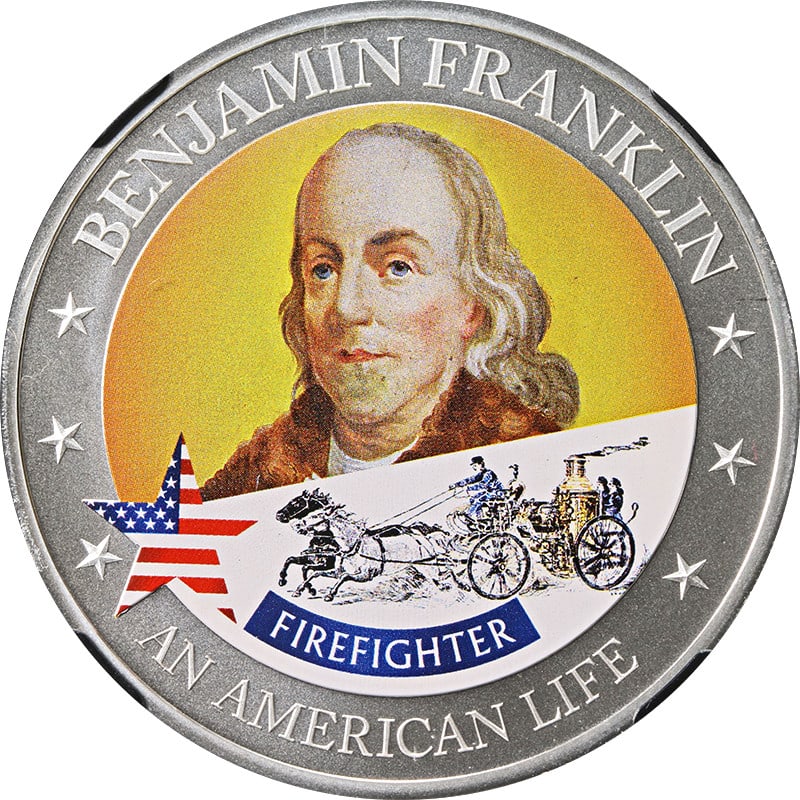 2021 1/2oz Silver Cook Islands $2 Life of Franklin Firefighter NGC MS70: 2021 1/2oz Silver Cook Islands $2 Life of Franklin Firefighter NGC MS70 This 2021 Cook Islands 1/2oz Silver $2 Life of Franklin: Firefighter coin is graded NGC MS70, indicating uncirculated condition 