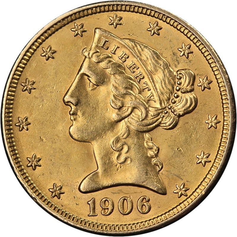 1906-D Five Dollar Liberty Gold Coin Uncirculated BU United States (1 of 2)
