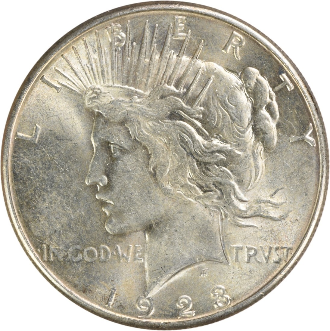 1923-S Peace Silver Dollar AU Uncertified 90% Silver Coin: 1923-S Peace Silver Dollar AU Uncertified 90% Silver Coin This 1923-S Peace Silver Dollar is an attractive addition for any coin collector. Struck in San Francisco, this coin features a composition of