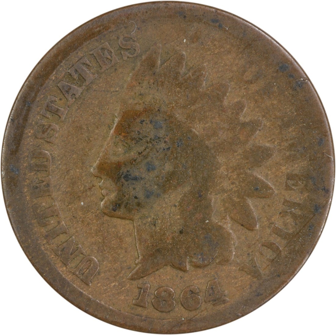 1864 Indian Head Cent Philadelphia Mint G Grade Uncertified: 1864 Indian Head Cent Philadelphia Mint G Grade Uncertified This 1864 Indian Cent features the iconic Indian Head design, crafted from a composition of 95% copper and 5% tin and zinc. Minted in Philad