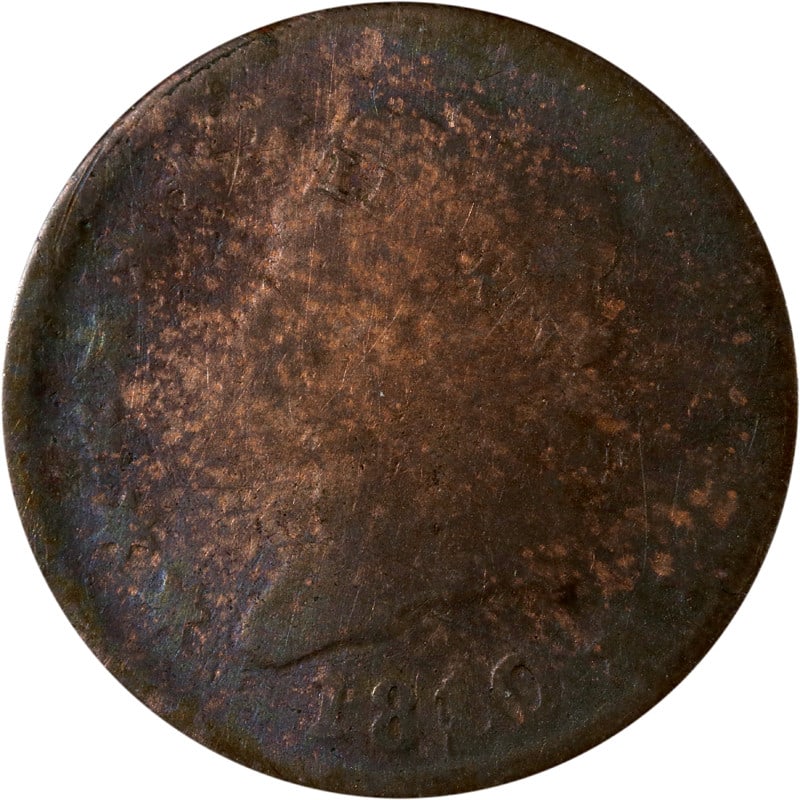 Copper 1810 Over 9 United States Large Cent Coin (1 of 2)