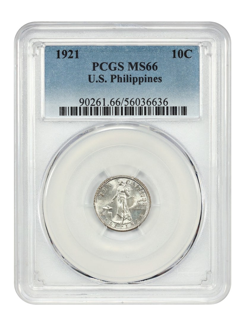 1921 U.S. Philippines 10 Centavos PCGS MS66 Lustrous Uncirculated Coin (1 of 4)
