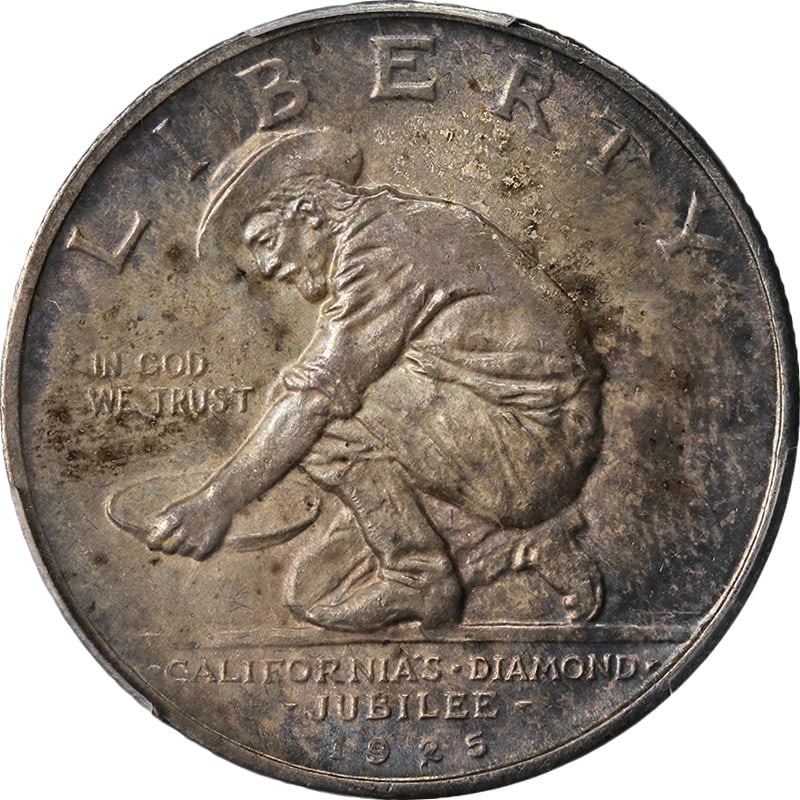 1925-S California Silver Half Dollar PCGS MS66 Strong Luster: 1925-S California Silver Half Dollar PCGS MS66 Strong Luster This original 1925-S California Commemorative Half Dollar features nice luster, a strong strike, and decent color with attractive surfaces.