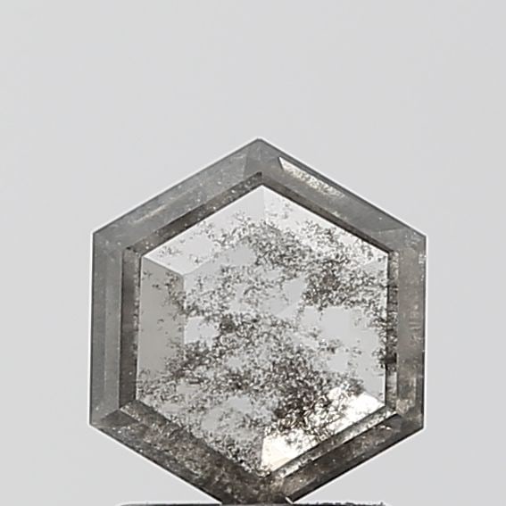 Loose Diamond - HEXAGONAL 1.0ct Salt and Pepper I1: Loose Diamond - HEXAGONAL 1.0ct Salt and Pepper I1 Source: This is a real non-mined Diamond that has been grown in a lab Shape: HEXAGONAL Carats: 1.0 Color: Salt and Pepper Certification: NONE Video: