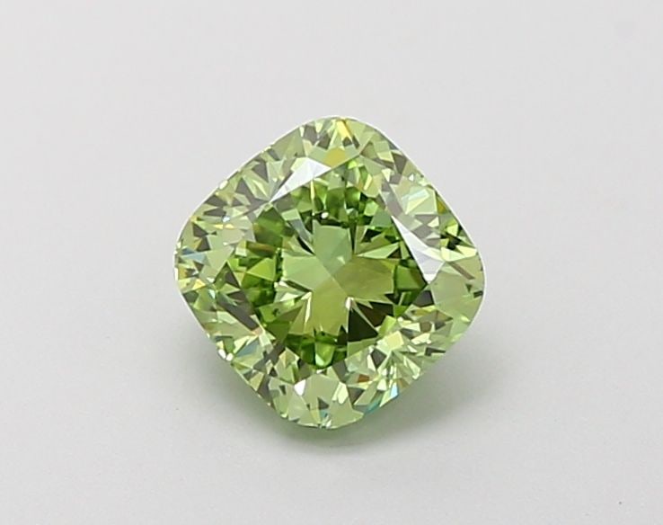 Loose Diamond - CUSHION BRILLIANT 1.03ct Fancy Vivid Green VS1: Loose Diamond - CUSHION BRILLIANT 1.03ct Fancy Vivid Green VS1 Source: This is a real non-mined Diamond that has been grown in a lab Shape: CUSHION BRILLIANT Carats: 1.03 Color: Fancy Vivid Green Cert