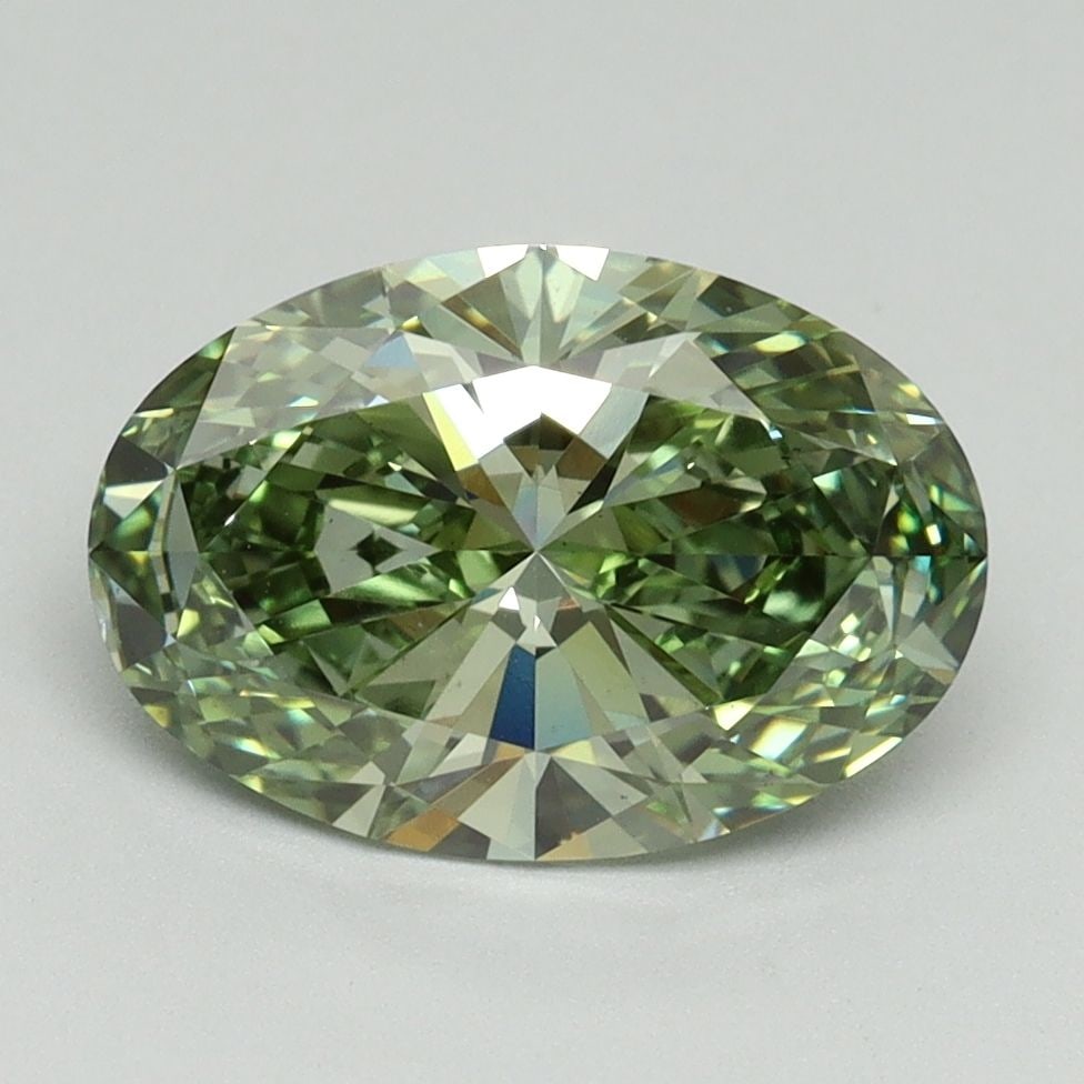 Loose Diamond - OVAL 2.19ct Fancy Vivid Green VS2: Loose Diamond - OVAL 2.19ct Fancy Vivid Green VS2 Source: This is a real non-mined Diamond that has been grown in a lab Shape: OVAL Carats: 2.19 Color: Fancy Vivid Green Certification: IGI Video: