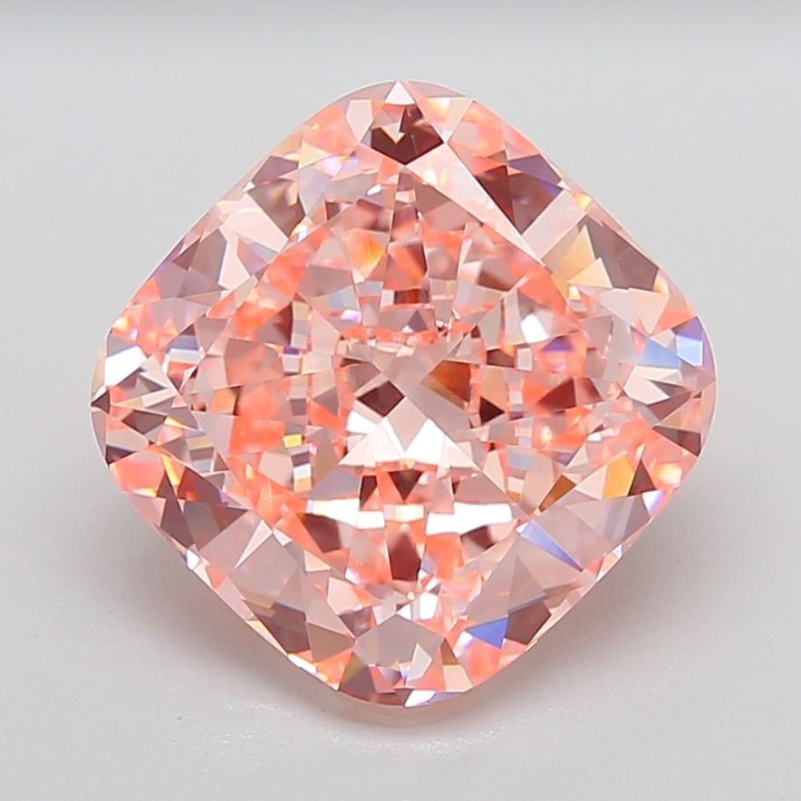 Loose Diamond - CUSHION MODIFIED 12.11ct Fancy Intense Pink VVS2: Loose Diamond - CUSHION MODIFIED 12.11ct Fancy Intense Pink VVS2 Source: This is a real non-mined Diamond that has been grown in a lab Shape: CUSHION MODIFIED Carats: 12.11 Color: Fancy Intense Pink C
