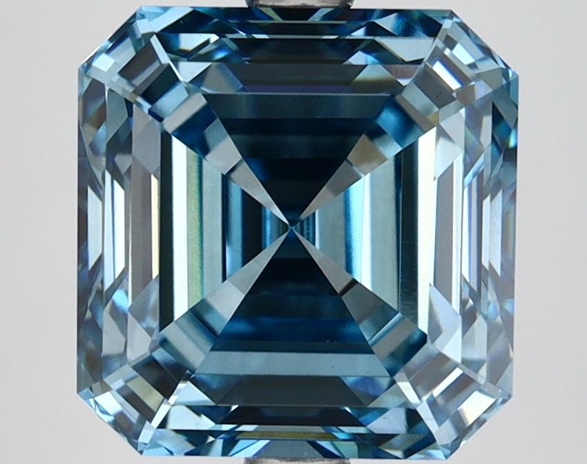 Loose Diamond - ASSCHER 4.12ct Fancy Vivid Blue VS1: Loose Diamond - ASSCHER 4.12ct Fancy Vivid Blue VS1 Source: This is a real non-mined Diamond that has been grown in a lab Shape: ASSCHER Carats: 4.12 Color: Fancy Vivid Blue Certification: IGI Video: