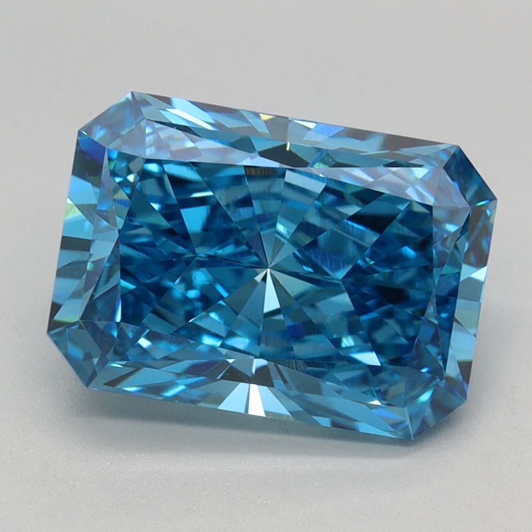 Loose Diamond - RADIANT 2.77ct Fancy Vivid Blue VVS2: Loose Diamond - RADIANT 2.77ct Fancy Vivid Blue VVS2 Source: This is a real non-mined Diamond that has been grown in a lab Shape: RADIANT Carats: 2.77 Color: Fancy Vivid Blue Certification: IGI Video: