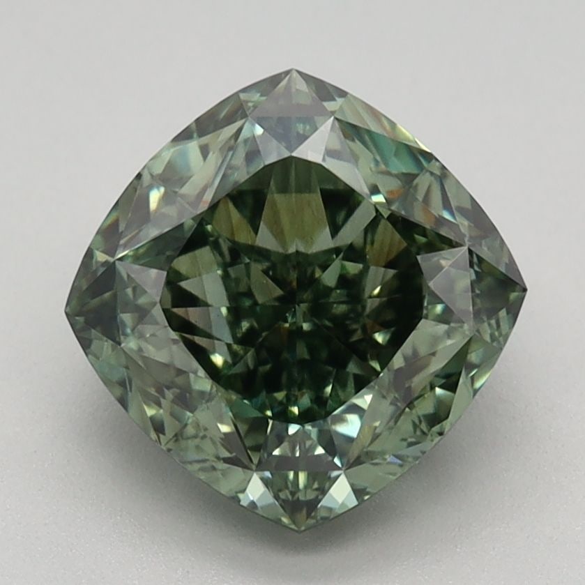 Loose Diamond - CUSHION MODIFIED 2.12ct Fancy Vivid Green VS1: Loose Diamond - CUSHION MODIFIED 2.12ct Fancy Vivid Green VS1 Source: This is a real non-mined Diamond that has been grown in a lab Shape: CUSHION MODIFIED Carats: 2.12 Color: Fancy Vivid Green Certif