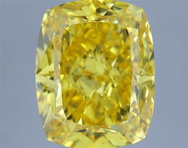 Loose Diamond - CUSHION MODIFIED 2.05ct Fancy Vivid Yellow VVS1: Loose Diamond - CUSHION MODIFIED 2.05ct Fancy Vivid Yellow VVS1 Source: This is a real non-mined Diamond that has been grown in a lab Shape: CUSHION MODIFIED Carats: 2.05 Color: Fancy Vivid Yellow Cer