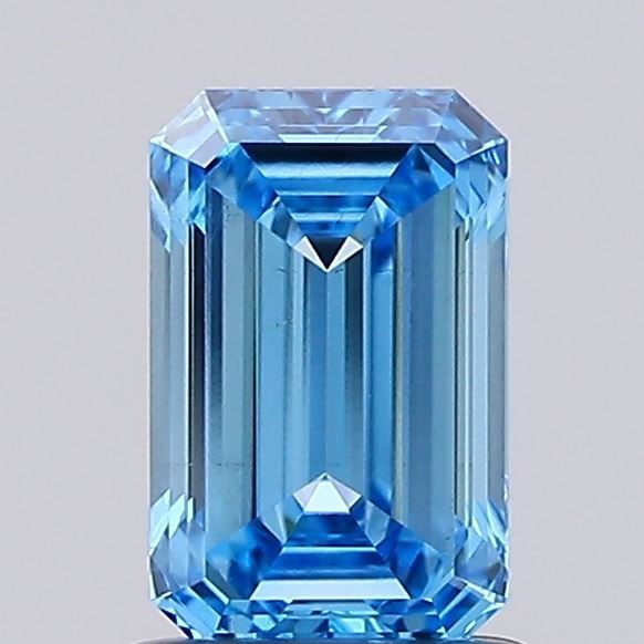 Loose Diamond - EMERALD 1.06ct Fancy Vivid Blue VS2: Loose Diamond - EMERALD 1.06ct Fancy Vivid Blue VS2 Source: This is a real non-mined Diamond that has been grown in a lab Shape: EMERALD Carats: 1.06 Color: Fancy Vivid Blue Certification: IGI Video: