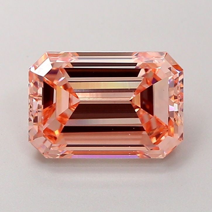 Loose Diamond - EMERALD 3.01ct Fancy Intense Orangey Pink VS2: Loose Diamond - EMERALD 3.01ct Fancy Intense Orangey Pink VS2 Source: This is a real non-mined Diamond that has been grown in a lab Shape: EMERALD Carats: 3.01 Color: Fancy Intense Orangey Pink Certif
