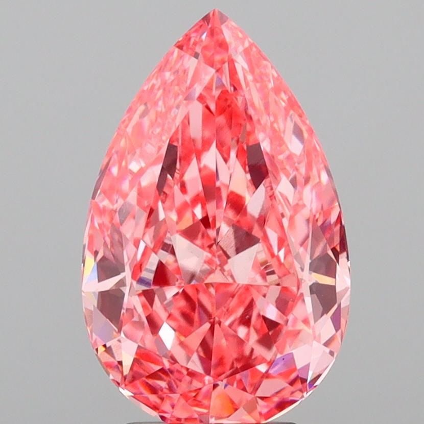 Loose Diamond - PEAR 3.61ct Fancy Vivid Pink VS1: Loose Diamond - PEAR 3.61ct Fancy Vivid Pink VS1 Source: This is a real non-mined Diamond that has been grown in a lab Shape: PEAR Carats: 3.61 Color: Fancy Vivid Pink Certification: IGI Video: