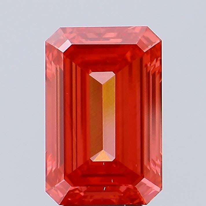 Loose Diamond - EMERALD 5.06ct Fancy Vivid Red VS2: Loose Diamond - EMERALD 5.06ct Fancy Vivid Red VS2 Source: This is a real non-mined Diamond that has been grown in a lab Shape: EMERALD Carats: 5.06 Color: Fancy Vivid Red Certification: IGI Video: