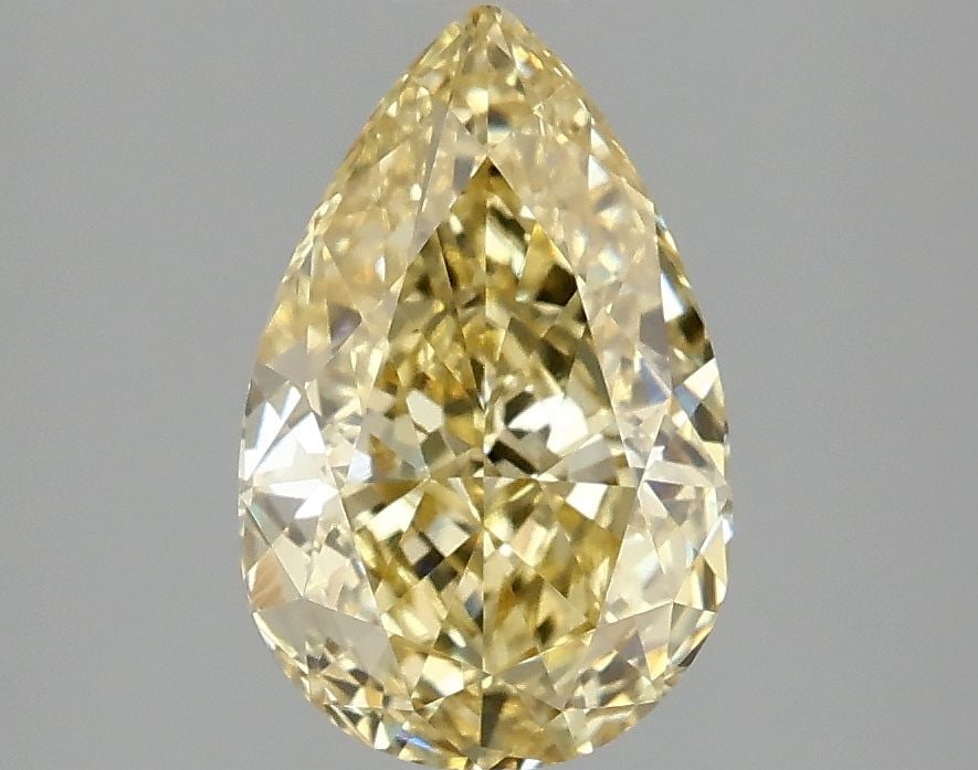 Loose Diamond - PEAR 2.1ct Fancy Intense Yellow VS1: Loose Diamond - PEAR 2.1ct Fancy Intense Yellow VS1 Source: This is a real non-mined Diamond that has been grown in a lab Shape: PEAR Carats: 2.1 Color: Fancy Intense Yellow Certification: IGI Video:
