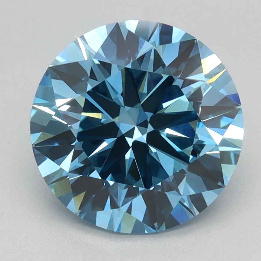 Ideal Loose Diamond - ROUND 2.54ct Fancy Vivid Blue VS1: Ideal Loose Diamond - ROUND 2.54ct Fancy Vivid Blue VS1 Source: This is a real non-mined Diamond that has been grown in a lab Shape: ROUND Carats: 2.54 Color: Fancy Vivid Blue Certification: IGI Video