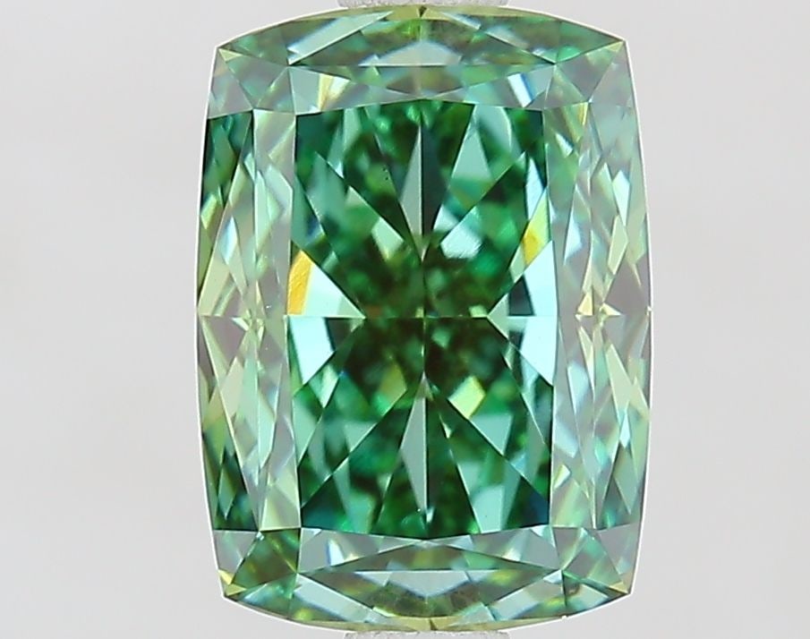 Loose Diamond - CUSHION MODIFIED 1.83ct Fancy Vivid Green VS1: Loose Diamond - CUSHION MODIFIED 1.83ct Fancy Vivid Green VS1 Source: This is a real non-mined Diamond that has been grown in a lab Shape: CUSHION MODIFIED Carats: 1.83 Color: Fancy Vivid Green
