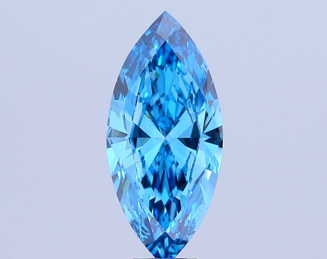 Loose Diamond - MARQUISE 9.0ct Fancy Vivid Blue VVS2: Loose Diamond - MARQUISE 9.0ct Fancy Vivid Blue VVS2 Source: This is a real non-mined Diamond that has been grown in a lab Shape: MARQUISE Carats: 9.0 Color: Fancy Vivid Blue Certification: IGI Video: