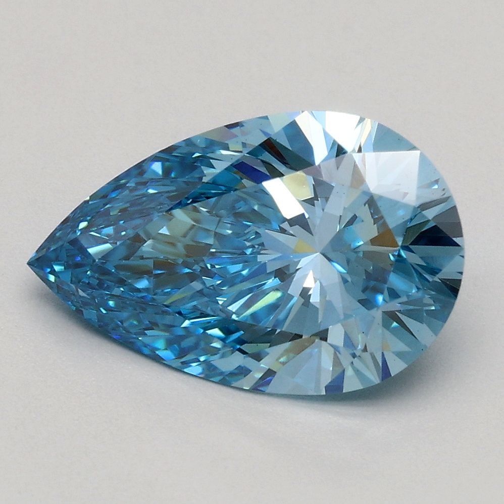 Loose Diamond - PEAR 1.78ct Fancy Vivid Blue VS1: Loose Diamond - PEAR 1.78ct Fancy Vivid Blue VS1 Source: This is a real non-mined Diamond that has been grown in a lab Shape: PEAR Carats: 1.78 Color: Fancy Vivid Blue Certification: IGI Video: