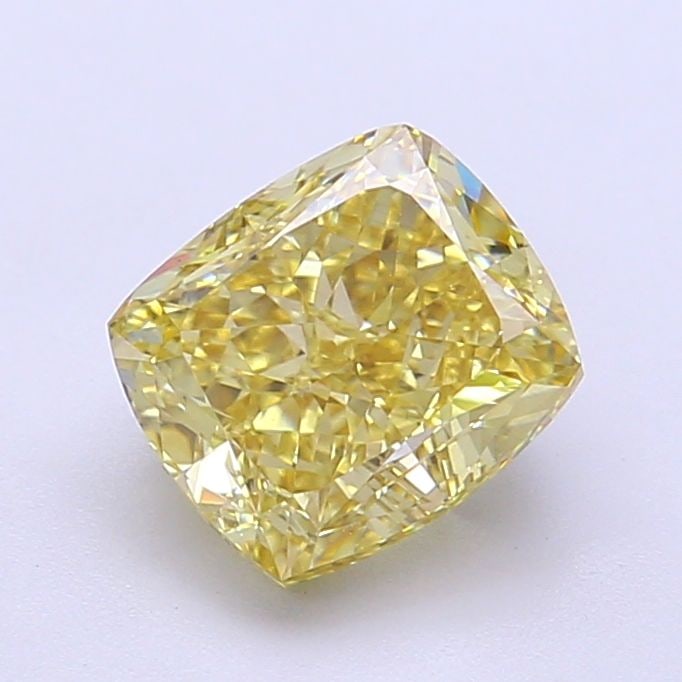 Loose Diamond - CUSHION MODIFIED 2.01ct Fancy Yellow VS1: Loose Diamond - CUSHION MODIFIED 2.01ct Fancy Yellow VS1 Source: This is a real non-mined Diamond that has been grown in a lab Shape: CUSHION MODIFIED Carats: 2.01 Color: Fancy Yellow Certification: I