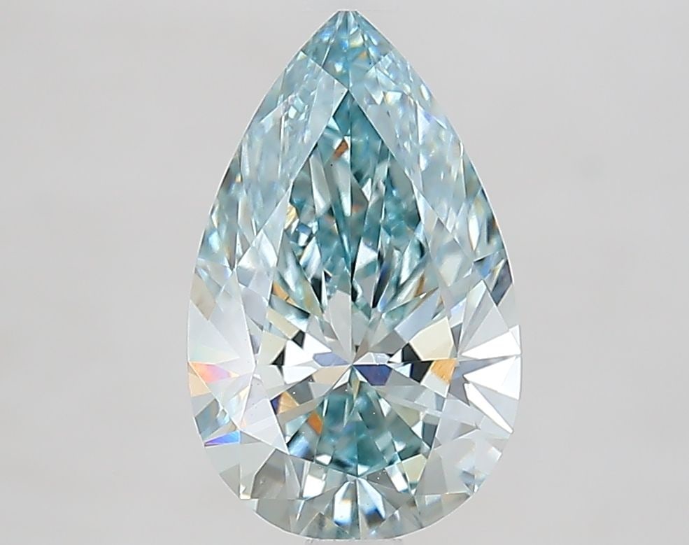 Loose Diamond - PEAR 2.09ct Fancy Intense Green Blue VS1: Loose Diamond - PEAR 2.09ct Fancy Intense Green Blue VS1 Source: This is a real non-mined Diamond that has been grown in a lab Shape: PEAR Carats: 2.09 Color: Fancy Intense Green Blue Certification: I