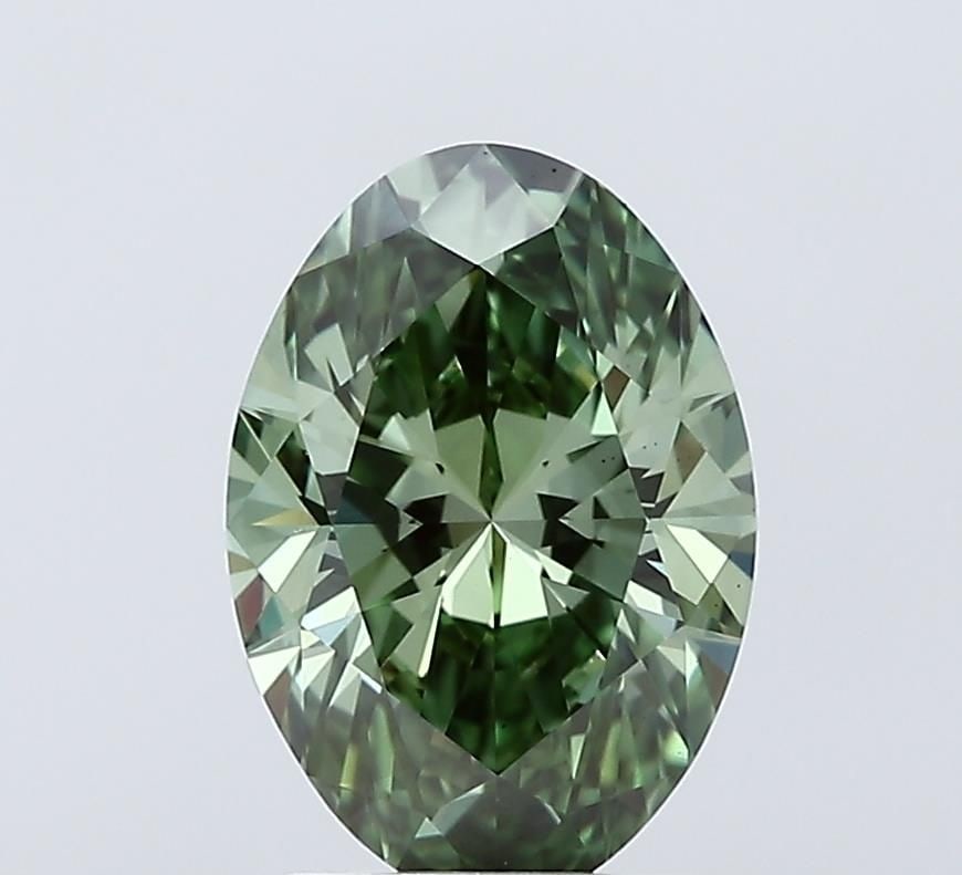 Loose Diamond - OVAL 2.07ct Fancy Vivid Green VS1: Loose Diamond - OVAL 2.07ct Fancy Vivid Green VS1 Source: This is a real non-mined Diamond that has been grown in a lab Shape: OVAL Carats: 2.07 Color: Fancy Vivid Green Certification: IGI Video:
