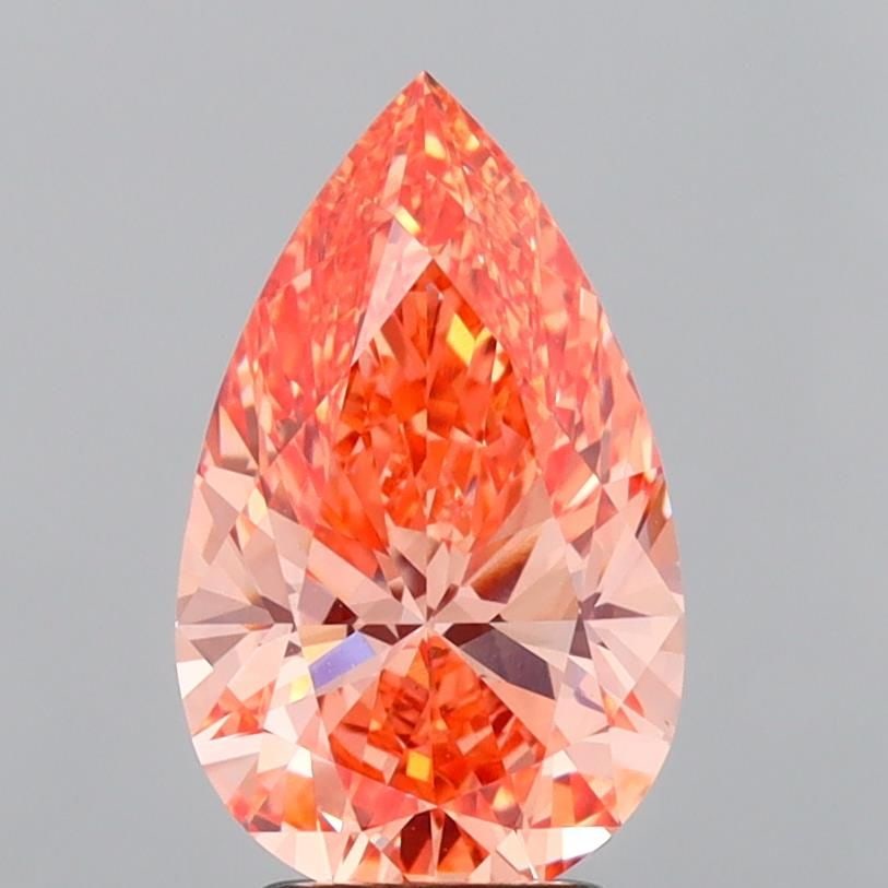 Loose Diamond - PEAR 3.05ct Fancy Vivid Pinkish Orange VVS2: Loose Diamond - PEAR 3.05ct Fancy Vivid Pinkish Orange VVS2 Source: This is a real non-mined Diamond that has been grown in a lab Shape: PEAR Carats: 3.05 Color: Fancy Vivid Pinkish Orange Certificati