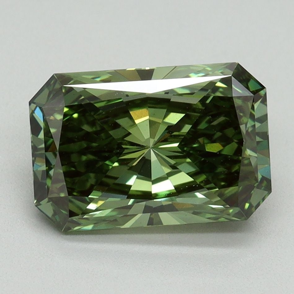 Loose Diamond - RADIANT 2.55ct Fancy Vivid Green VS1: Loose Diamond - RADIANT 2.55ct Fancy Vivid Green VS1 Source: This is a real non-mined Diamond that has been grown in a lab Shape: RADIANT Carats: 2.55 Color: Fancy Vivid Green Certification: IGI Video