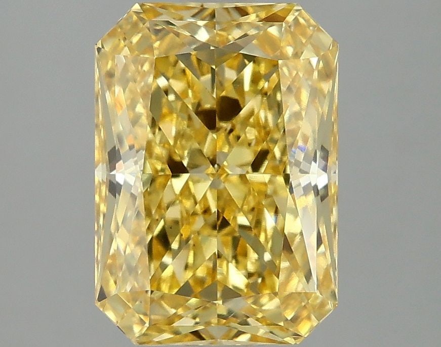 Loose Diamond - RADIANT 3.1ct Fancy Vivid Yellow VS1: Loose Diamond - RADIANT 3.1ct Fancy Vivid Yellow VS1 Source: This is a real non-mined Diamond that has been grown in a lab Shape: RADIANT Carats: 3.1 Color: Fancy Vivid Yellow Certification: IGI Video