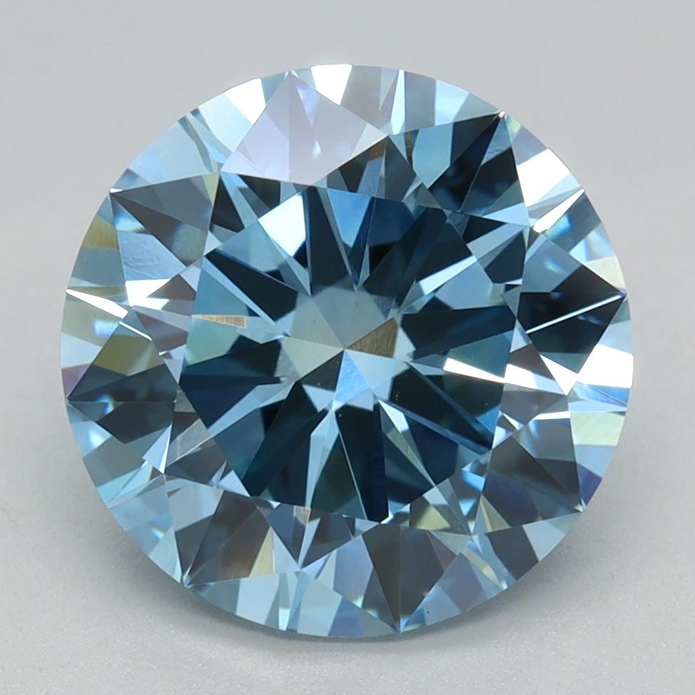 Loose Diamond - ROUND 3.0ct Fancy Vivid Blue VS1: Loose Diamond - ROUND 3.0ct Fancy Vivid Blue VS1 Source: This is a real non-mined Diamond that has been grown in a lab Shape: ROUND Carats: 3.0 Color: Fancy Vivid Blue Certification: IGI Video: