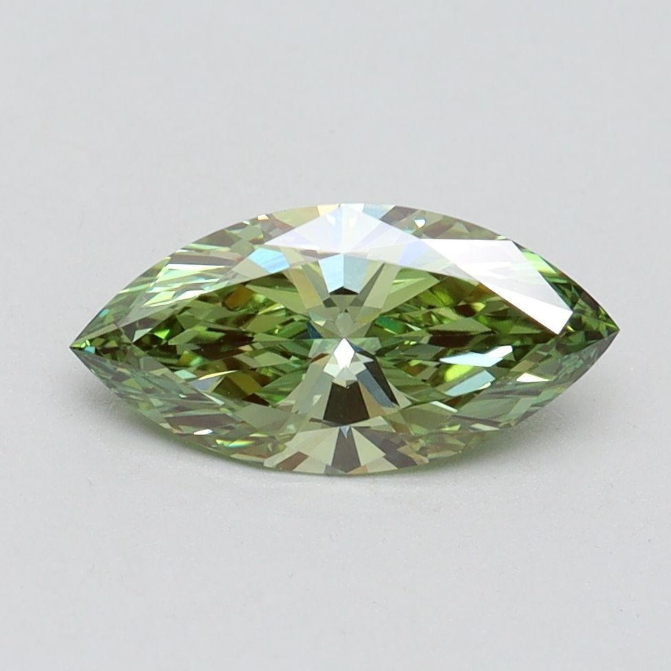 Loose Diamond - MARQUISE 1.01ct Fancy Vivid Green VVS2: Loose Diamond - MARQUISE 1.01ct Fancy Vivid Green VVS2 Source: This is a real non-mined Diamond that has been grown in a lab Shape: MARQUISE Carats: 1.01 Color: Fancy Vivid Green Certification: IGI Vi