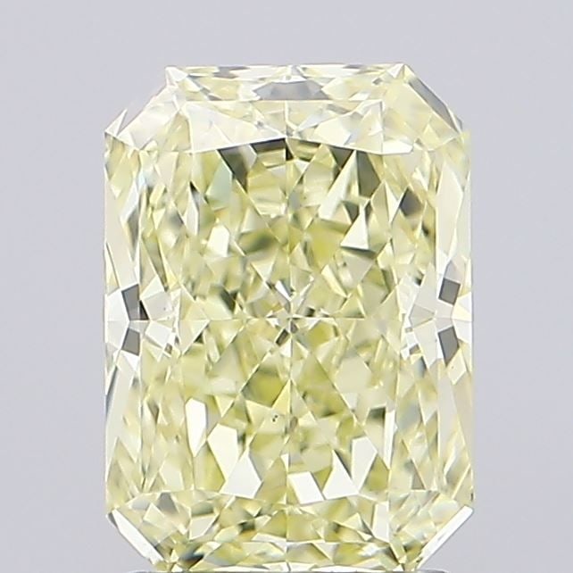 Loose Diamond - RADIANT 2.04ct Fancy Light Yellow VS1: Loose Diamond - RADIANT 2.04ct Fancy Light Yellow VS1 Source: This is a real non-mined Diamond that has been grown in a lab Shape: RADIANT Carats: 2.04 Color: Fancy Light Yellow Certification: IGI Vid