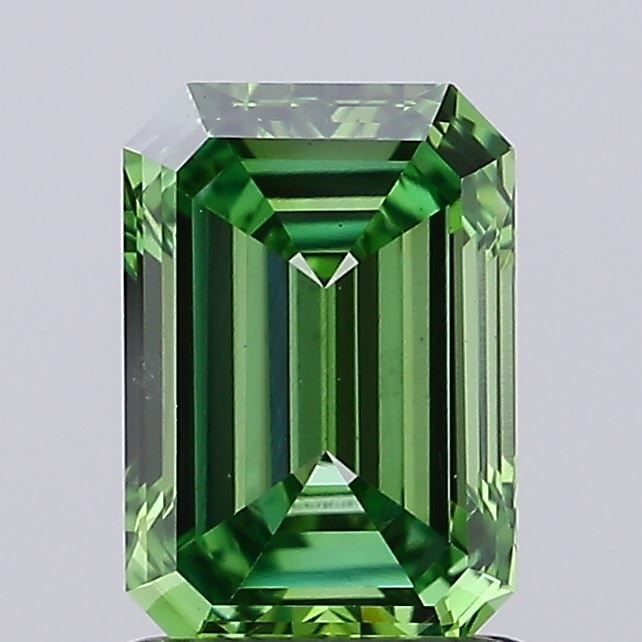 Loose Diamond - EMERALD 1.12ct Fancy Vivid Green VS1: Loose Diamond - EMERALD 1.12ct Fancy Vivid Green VS1 Source: This is a real non-mined Diamond that has been grown in a lab Shape: EMERALD Carats: 1.12 Color: Fancy Vivid Green Certification: IGI Video