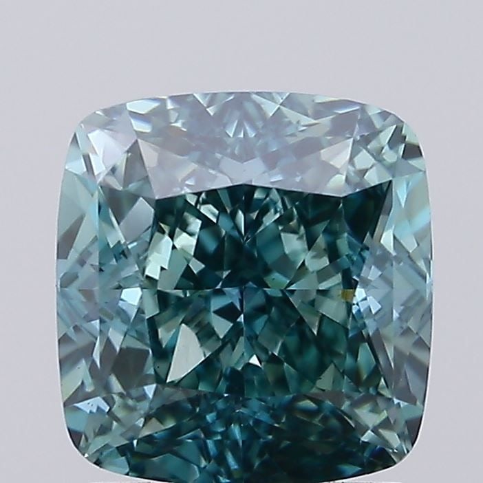 Loose Diamond - CUSHION MODIFIED 2.08ct Fancy Vivid Blueish Green VS1: Loose Diamond - CUSHION MODIFIED 2.08ct Fancy Vivid Blueish Green VS1 Source: This is a real non-mined Diamond that has been grown in a lab Shape: CUSHION MODIFIED Carats: 2.08 Color: Fancy Vivid Blue